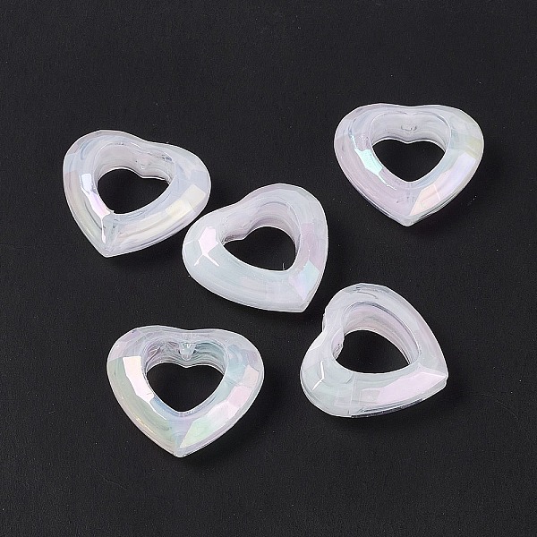 

PandaHall UV Plating Rainbow Iridescent Acrylic Bead Frames, Faceted Heart, WhiteSmoke, 24x26x9mm, Hole: 1.5mm, Inner Diameter: 13x13mm..., White