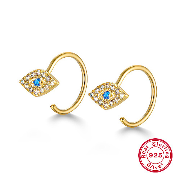 

PandaHall Evil Eye 925 Sterling Silver Micro Pave Cubic Zirconia Dangle Earrings, Real 18K Gold Plated, 14mm Sterling Silver Evil Eye