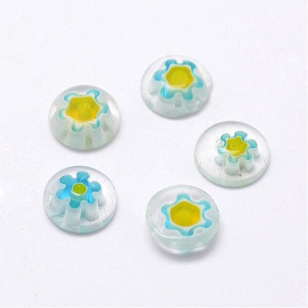 

PandaHall Handmade Millefiori Glass Cabochons, Half Round/Dome, Mixed Color, 10x3mm Millefiori Lampwork Half Round Multicolor