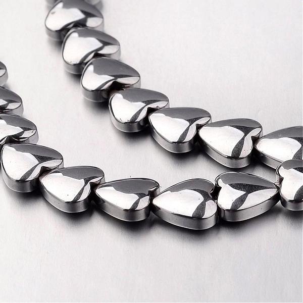 

PandaHall Electroplate Non-magnetic Synthetic Hematite Bead Strands, Heart, Platinum Plated, 8x8x3mm, Hole: 0.7mm, about 55pcs/strand, 15.7...
