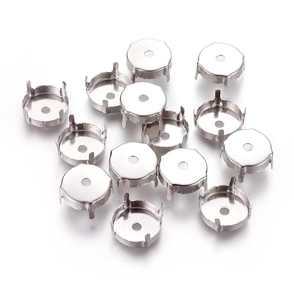 

PandaHall Stainless Steel Sew on Prong Settings, Claw Settings for Pointed Back Rhinestone, Flat Round, Stainless Steel Color, 17x8mm, Tray...