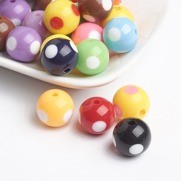 

PandaHall Round Acrylic Craft Beads, Mixed Color, about 16mm in diameter, hole: about 2mm, about 220pcs/500g Acrylic Round Multicolor