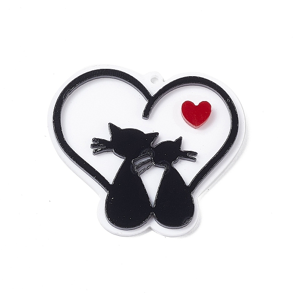 

PandaHall Acrylic Pendants, Heart with Cat Pattern, Black, 36x41x3.7mm, Hole: 1.6mm Acrylic Heart Black