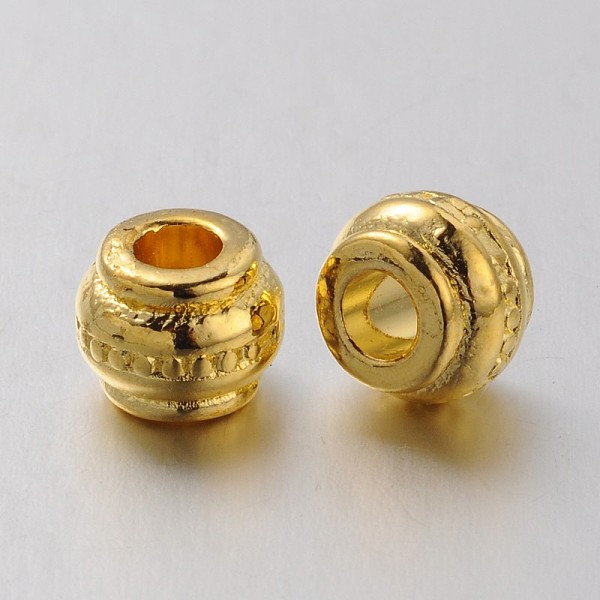 

PandaHall Tibetan Style European Beads, Barrel, Golden, Lead Free & Cadmium Free, 9x9x7mm, Hole: 4mm Alloy Barrel