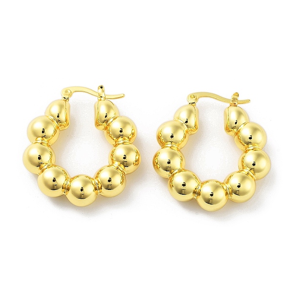 

PandaHall Brass Hoop Earrings, Real 18K Gold Plated, 33x8.5x29mm Brass Arch