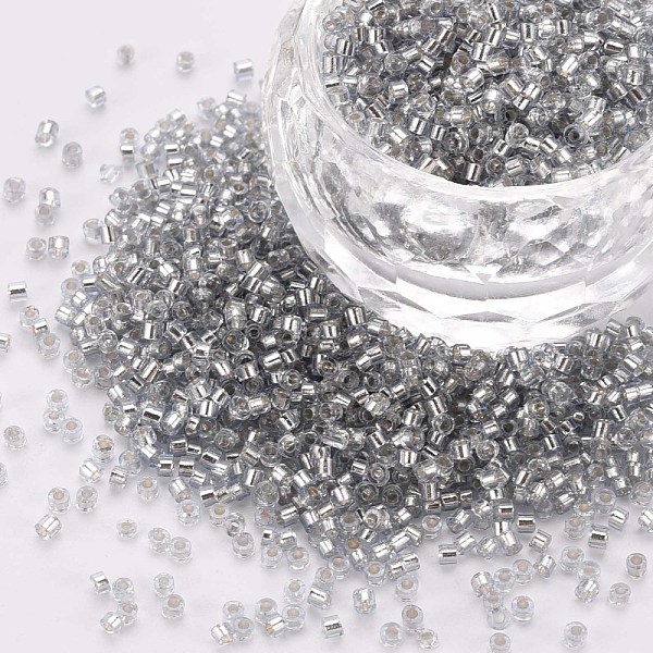 

PandaHall Glass Cylinder Beads, Seed Beads, Silver Lined, Round Hole, Light Grey, 1.5~2x1~2mm, Hole: 0.8mm, about 80000pcs/bag, about...