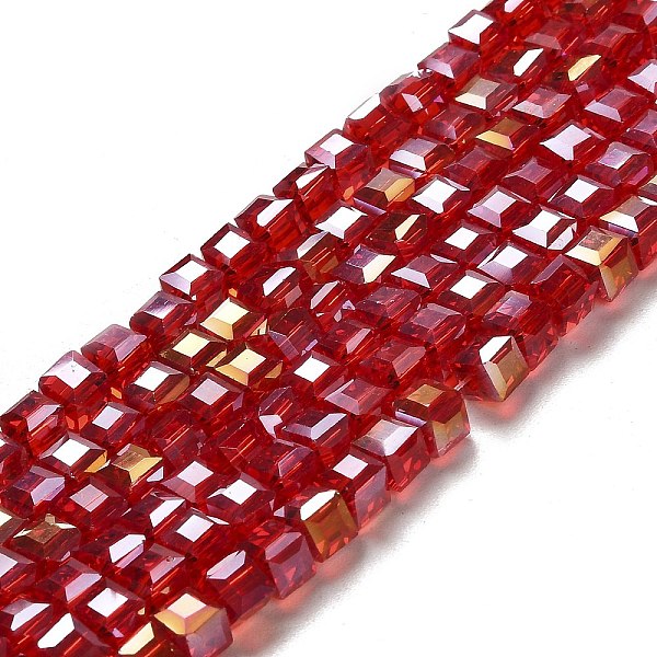 

PandaHall Electroplate Glass Beads Strands, AB Color Plated, Faceted, Cube, Red, 5~6x5~6x5~6mm, Hole: 1mm, 95~100pcs/strand, 54~57cm Glass...