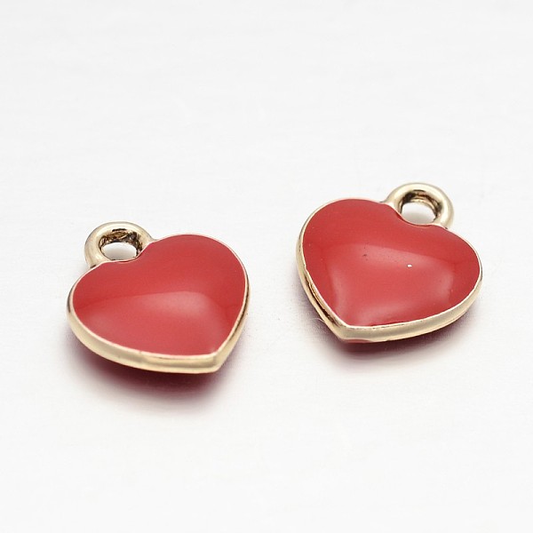 

PandaHall Cadmium Free & Nickel Free & Lead Free Light Gold Plated Alloy Enamel Heart Charms, Long-Lasting Plated, Enamelled Sequins, Red...