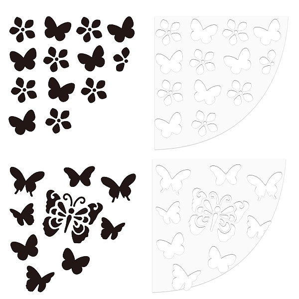 PandaHall CRASPIRE 2Pcs 2 Style Custom Acrylic Tie-Dye Template, Painting Supplies, Fan Shaped, Butterfly Pattern, 20x20x0.25cm, 1pc/style...