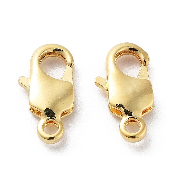 

PandaHall Brass Lobster Claw Clasps, Real 18K Gold Plated, 13x7x3mm, Hole: 1.6mm Brass