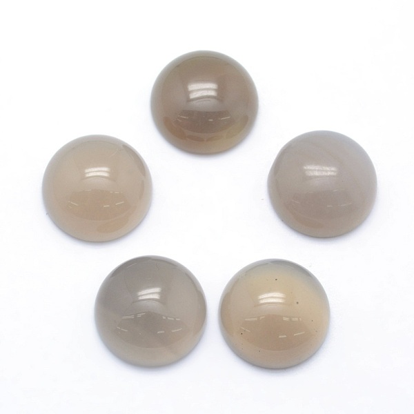 

PandaHall Natural Grey Agate Cabochons, Half Round, 14~14.5x6mm Grey Agate Half Round