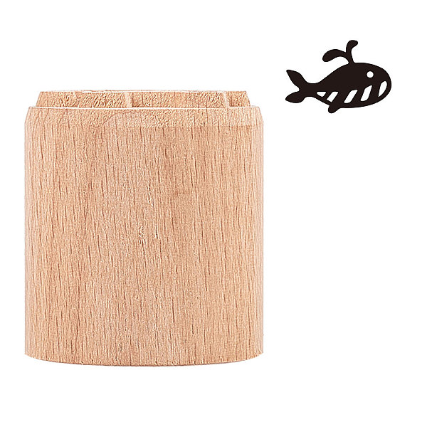 PandaHall Wood Wax Seal Stamp, Fish Pattern, 35mm Wood Fish