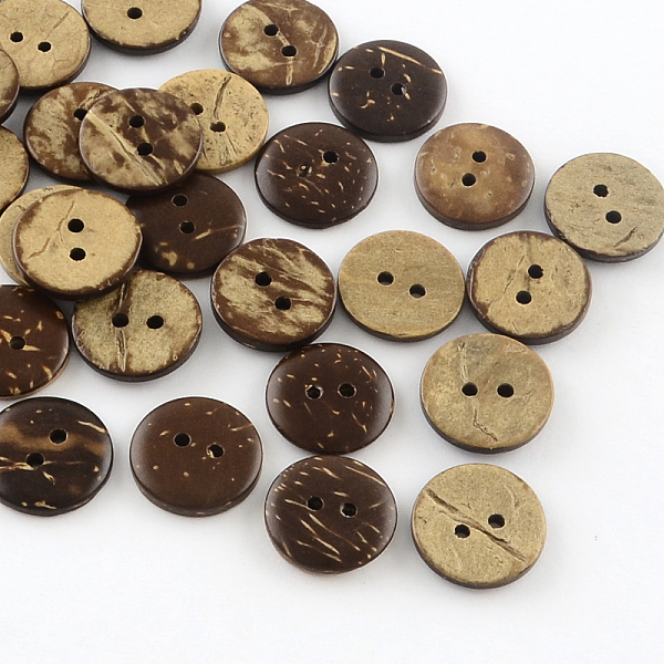 

PandaHall 2-Hole Flat Round Coconut Buttons, Coconut Brown, 15x3mm, Hole: 2mm Coconut Flat Round Brown