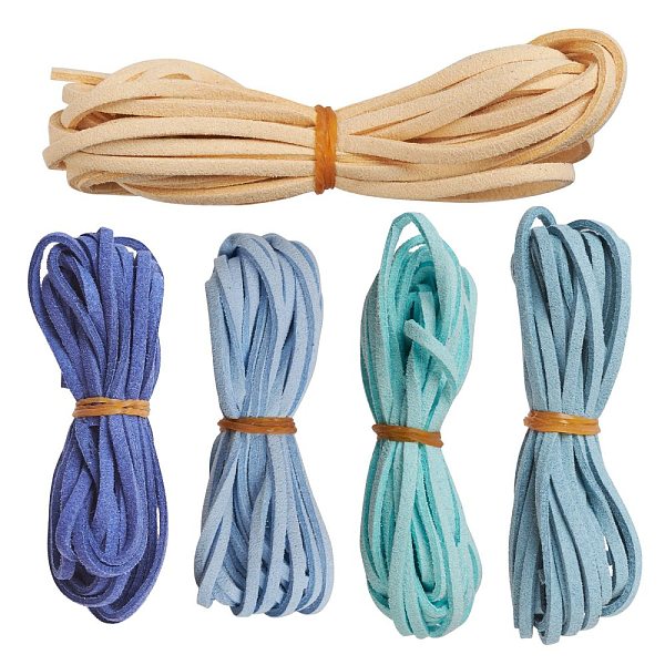 

PandaHall 5 Strands 5 Colors Faux Suede Cord, Faux Suede Lace, Mixed Color, 2.5~2.8x1.5mm, about 1.09 yards(1m)/strand, 1 strand/color Faux..., Multicolor