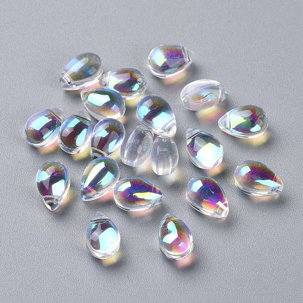 

PandaHall Transparent Glass Beads, Top Drilled Beads, Teardrop, Clear AB, 9x6x5mm, Hole: 1mm Glass Teardrop White