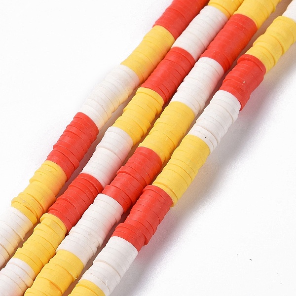 

PandaHall Handmade Polymer Clay Bead Strands, Heishi Beads, Disc/Flat Round, Orange Red, 6x0.2~2mm, Hole: 2mm, about 325~330pcs/strand...