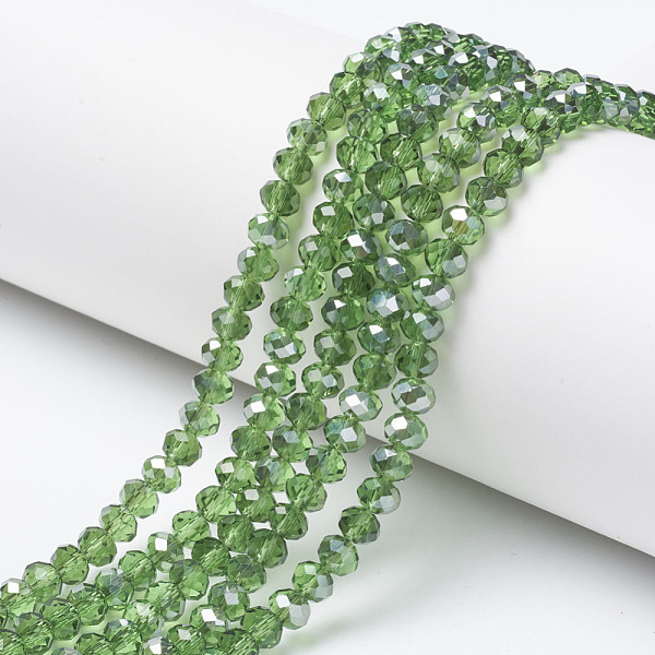 

PandaHall Electroplate Transparent Glass Beads Strands, Half Gray Plated, Faceted, Rondelle, Spring Green, 6x5mm, Hole: 1mm, about...