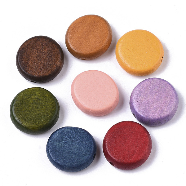

PandaHall Painted Natural Wood Beads, Flat Round, Mixed Color, 16x5.5mm, Hole: 1.5mm Schima Wood Flat Round Multicolor