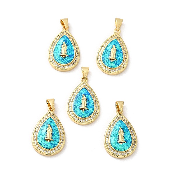 

PandaHall Rack Plating Brass Micro Pave Cubic Zirconia with Synthetic Opal Pendants, with Jump Ring, Lead Free & Cadmium Free, Long-Lasting..., Clear