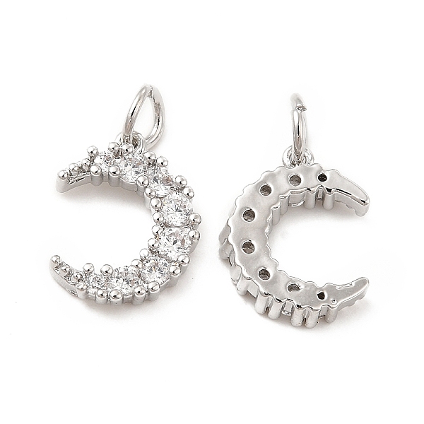

PandaHall Brass Micro Pave Cubic Zirconia Charms, with Jump Ring, Moon Charm, Platinum, 13x10x2.8mm, Hole: 2.5mm Brass+Cubic Zirconia Moon..., Clear
