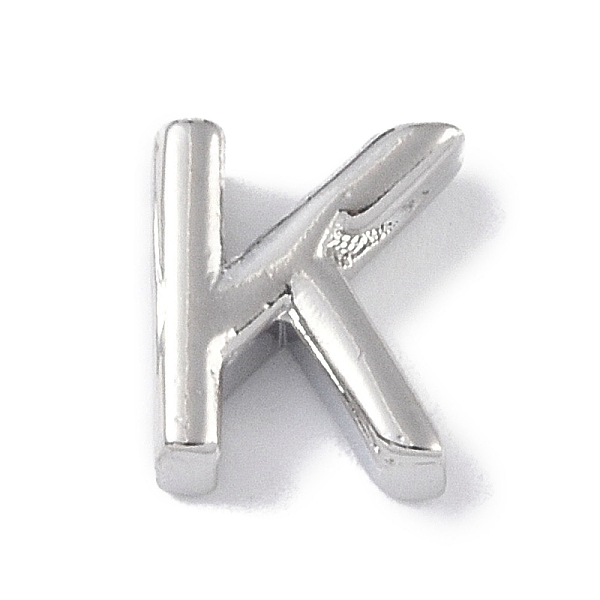 

PandaHall Brass Pendants, Letter Charms, Platinum, Letter K, 8.5x7.5x3mm, Hole: 1.5mm Brass Letter K