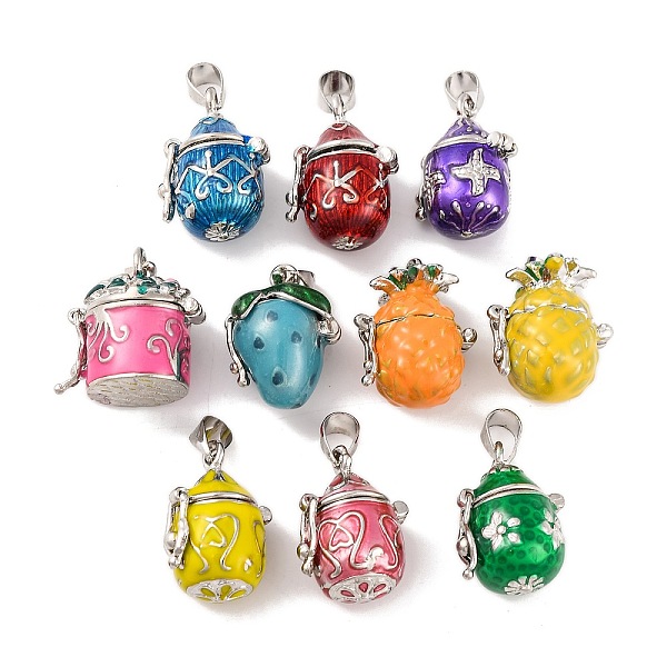 Platinum Color Brass Prayer Box Pendants