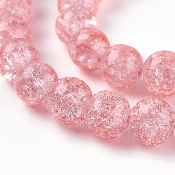 

PandaHall Crackle Glass Bead Strands, Round, Pink, 8mm, Hole: 1mm, about 47~48pcs/strand, 14.56 inch~15.15 inch(37~38.5cm) Glass Round Pink