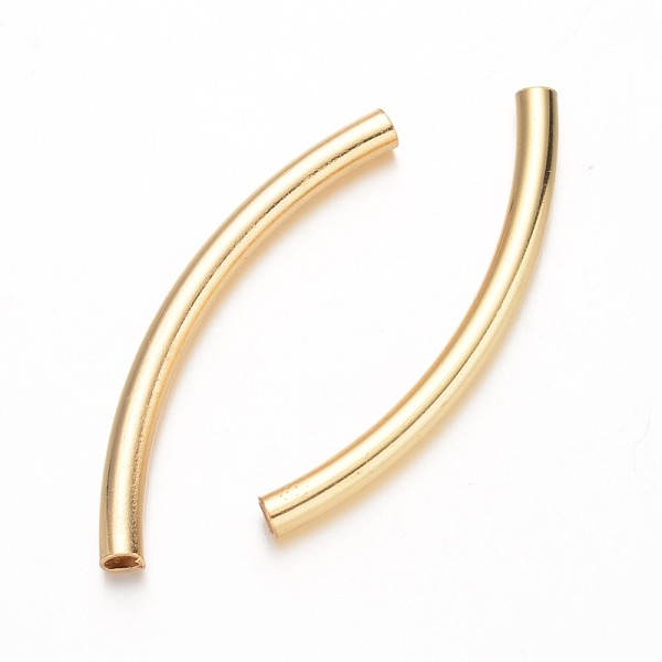 

PandaHall Curved Brass Tube Beads, Real 18K Gold Plated, 50x4mm, Hole: 3mm Brass Tube