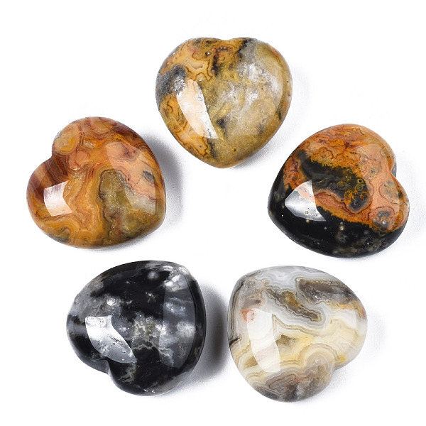 

PandaHall Natural Crazy Agate Heart Love Stone, Pocket Palm Stone for Reiki Balancing, 29.5~30x30x14~15mm Crazy Agate Heart
