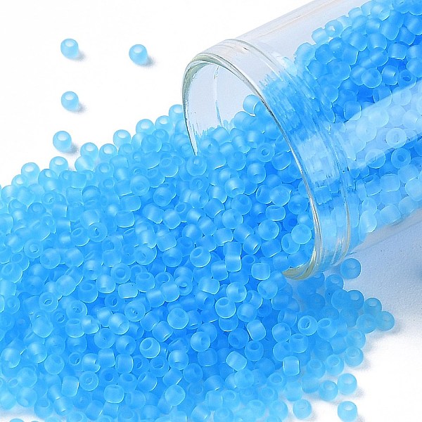 

PandaHall TOHO Round Seed Beads, Japanese Seed Beads, (3F) Transparent Frost Aquamarine, 11/0, 2.2mm, Hole: 0.8mm, about 1110pcs/10g Glass..., Cyan