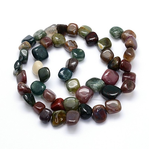 

PandaHall Natural Indian Agate Beads Strands, Tumbled Stone, Nuggets, 7~12x8~16mm, Hole: 1mm, about 15.7 inch Indian Agate Nuggets