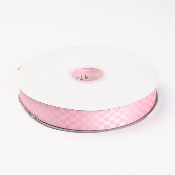 

PandaHall Polyester Ribbons, Grid Pattern, for DIY Gift Packing, Pink, 1 inch(26mm), about 100 yard/roll(91.44m/roll) Polyester Square Pink