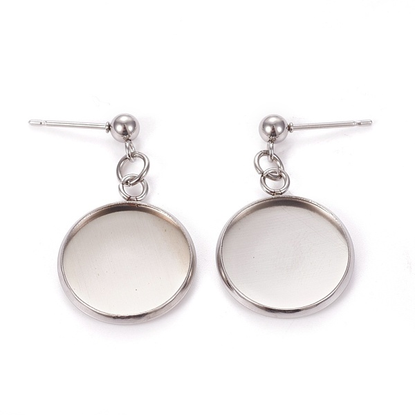 

PandaHall 304 Stainless Steel Stud Earring Settings, Stainless Steel Color, 29mm, Pin: 0.9mm, Tray: 16mm 304 Stainless Steel Flat Round