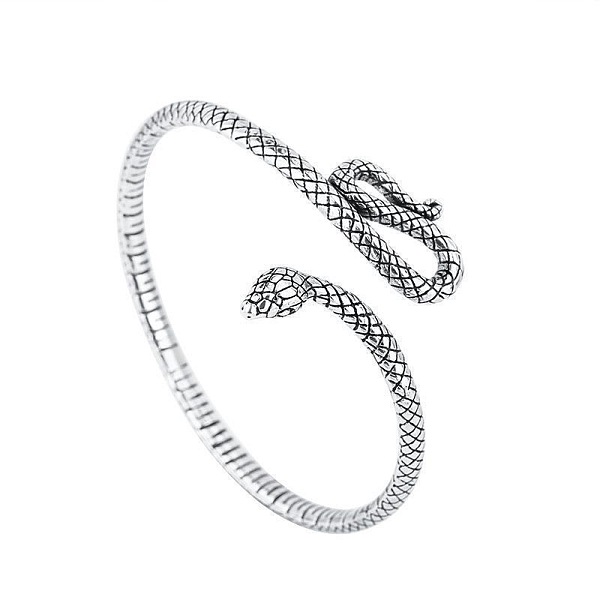 

PandaHall Vintage sterling silver snake shaped personalized temperament, domineering trend animal snake cool style bracelet Sterling Silver