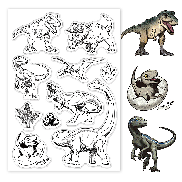 

PandaHall GLOBLELAND Dinosaur Clear Stamps for DIY Scrapbooking Jungle Party Wildlife Animals Silicone Clear Stamp Seals for Cards Making...