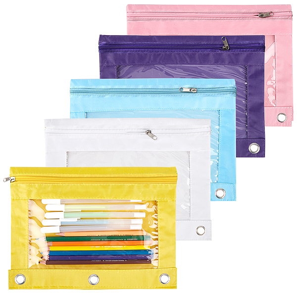 10Pcs 5 Colors Oxford Cloth with Alloy Pen Cases for 3-Ring Binder