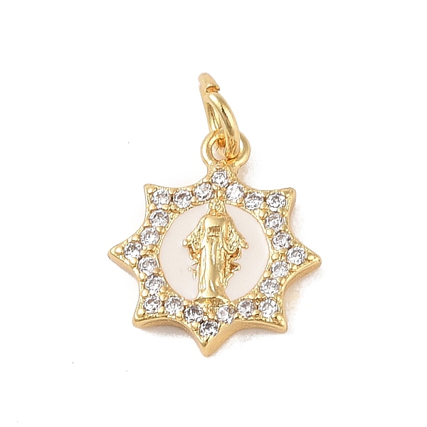 

PandaHall Brass Micro Pave Clear Cubic Zirconia Pendants, with Enamel and Jump Ring, Real 18K Gold Plated, Star, 13.5x10.5x2mm, Hole: 3mm..., White