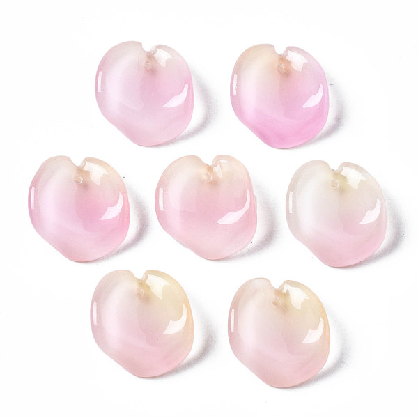 

PandaHall Two Tone Spray Painted Glass Pendants, Petal, Pearl Pink, 20~21x18~19x7~8mm, Hole: 1mm Glass Petaline