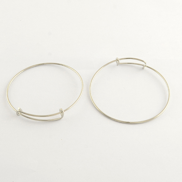

PandaHall Adjustable Brass Expandable Bangle Making, Cadmium Free & Nickel Free & Lead Free, Platinum, 2-3/4 inch(70mm) Brass