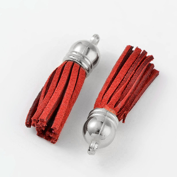

PandaHall Suede Tassels, with CCB Plastic Findings, Nice for DIY Earring or Cell Phone Straps Making, Platinum, Dark Red, 38x10mm, Hole: 2mm...