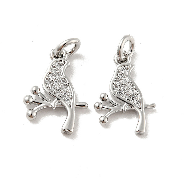

PandaHall Bird Brass Micro Pave Clear Cubic Zirconia Pendants, with Jump Rings, Cadmium Free & Lead Free, Platinum, 15x10.5x1.6mm, Hole...