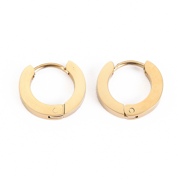 

PandaHall 304 Stainless Steel Huggie Hoop Earrings, Ring, Real 14K Gold Plated, 13x2mm, Pin: 0.8mm 304 Stainless Steel Ring