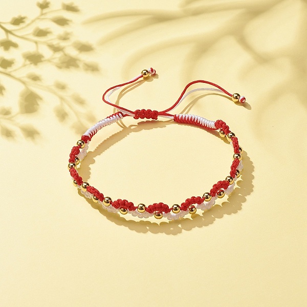 

PandaHall Eye Shape Brass Braided Bead Bracelet, Friendship Adjustable Bracelet for Women, Red, Inner Diameter: 2-3/8~4-1/8 inch...