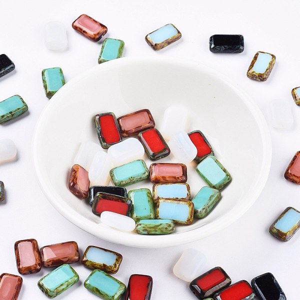 

PandaHall Retro Czech Glass Beads, Rectangle, Mixed Color, 16x10x4.5mm, Hole: 1mm Czech Glass Rectangle Multicolor
