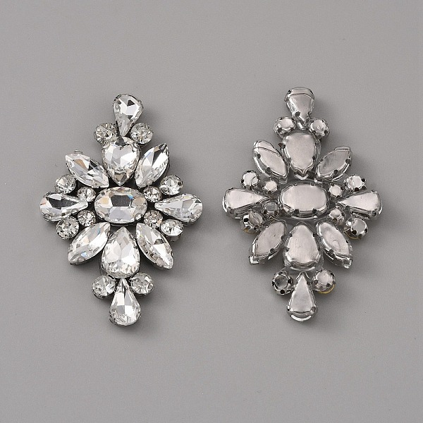 

PandaHall Hotfix Rhinestone, Glass Crystal Rhinestone Applques, for Bridal Dress, Sash, Belt, Flower Pattern, 67x42x6.5mm, Hole: 1.2mm Glass..., Clear