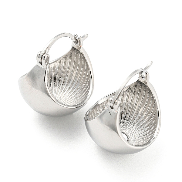 

PandaHall Rack Plating Brass Round Hoop Earrings, Lead Free & Cadmium Free, Platinum, 22.5x18mm Brass Round