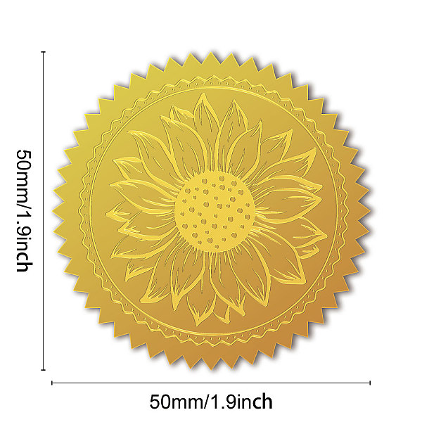 

PandaHall Self Adhesive Gold Foil Embossed Stickers, Medal Decoration Sticker, Flower, 5x5cm Metal Flower Gold