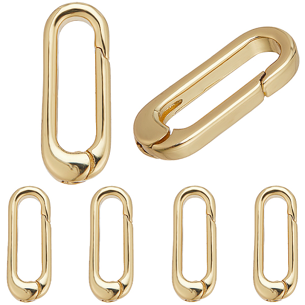 

PandaHall SUNNYCLUE 6Pcs Brass Spring Gate Rings, Cadmium Free & Lead Free, Long-Lasting Plated, Oval, Real 18K Gold Plated, 18x7x3mm Brass