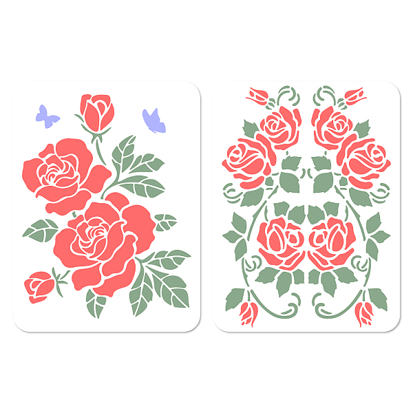 

PandaHall 2Pcs 2 Styles PET Plastic Hollow Out Drawing Painting Stencils Templates, Rectangle, Rose Flower, 300x200mm, 1pc/style Plastic...