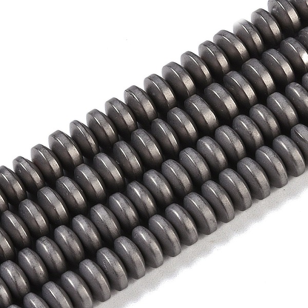 

PandaHall Electroplated Synthetic Non-magnetic Hematite Beads Strands, Disc, Heishi Beads, Gunmetal Plated, 6x3mm, Hole: 1mm, about...